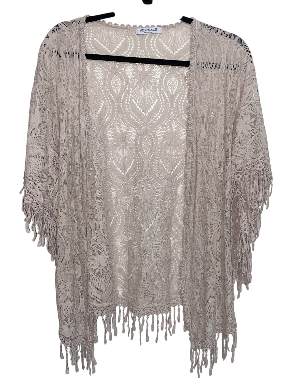 Valentina Naldi Top Womens One Size Lagenlook Boho Crochet Lace Topper Festival